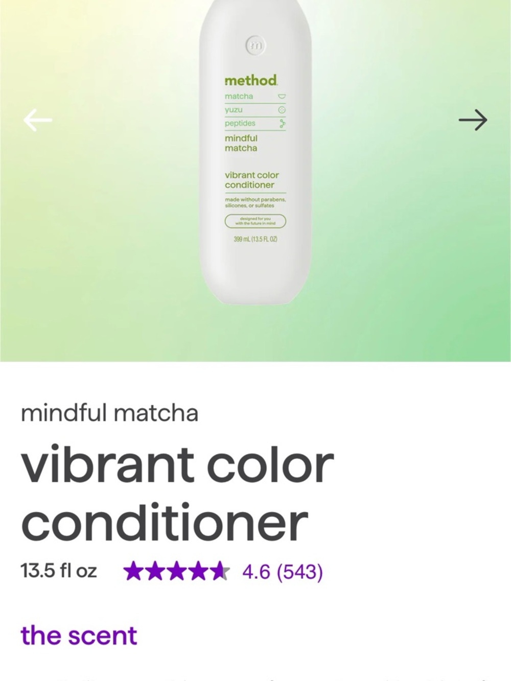 Method- Mindful Matcha Vibrant Color Conditioner - Green